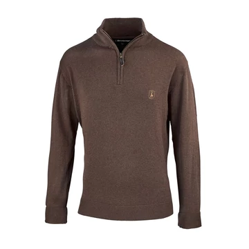 DEERHUNTER HARRINGTON HALF-ZIP FÉRFI PULÓVER BARNA
