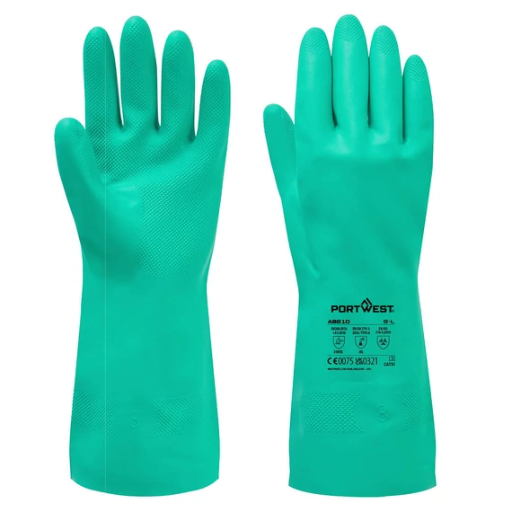 Portwest Vegyszerálló B 16 nitril kesztyű (12 pár) zöld