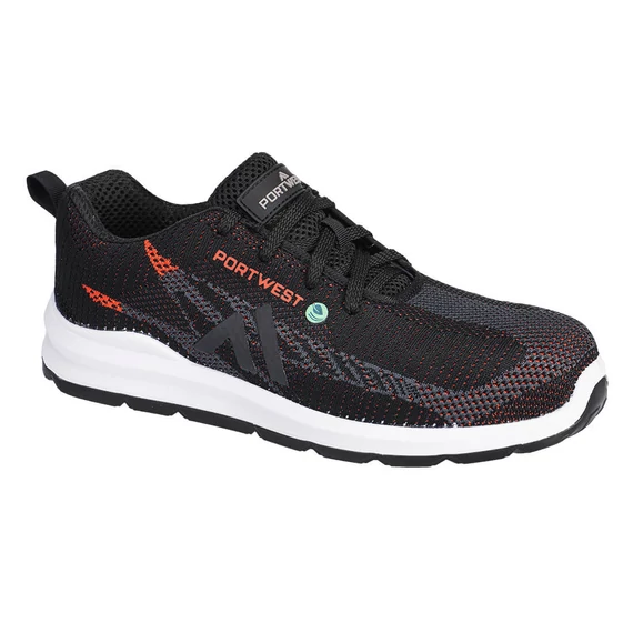 Portwest FX2 Eco Fly Composite Trainer S1PS SR FO munkavédelmi cipő fekete/piros