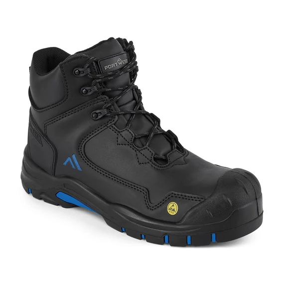 Portwest Apex ESD munkavédelmi bakancs S3S HRO SR SC FO fekete/kék