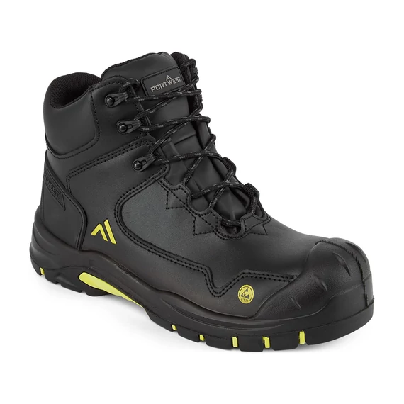 Portwest Apex ESD munkavédelmi bakancs S3S HRO SR SC FO fekete/sárga