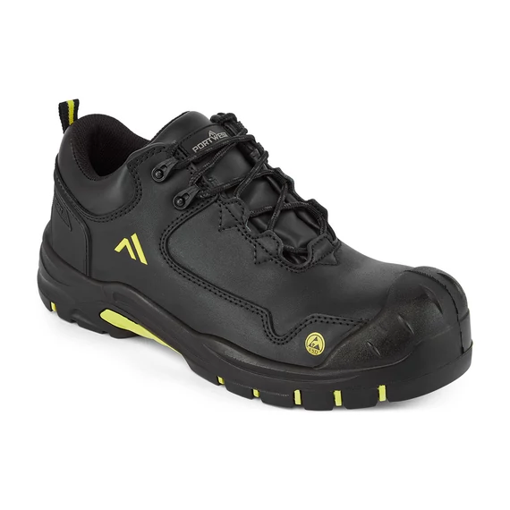 Portwest Apex munkavédelmi félcipő ESD S3S HRO SR SC FO fekete/sárga
