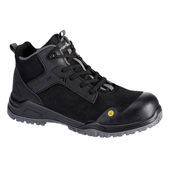 Portwest ESD munkavédelmi bakancs FX2 Bevel Composite Mid Boot S3S SR FO fekete/szürke