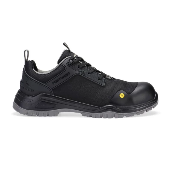 Portwest Composite Mesh Low munkavédelmi cipő S3S ESD SR FO fekete/szürke