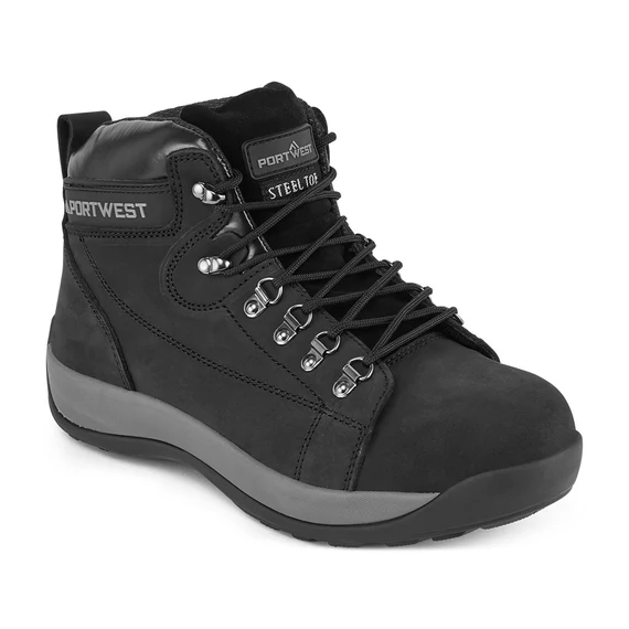 Portwest Steelite Mid Cut nubuk védőbakancs, SB HRO fekete